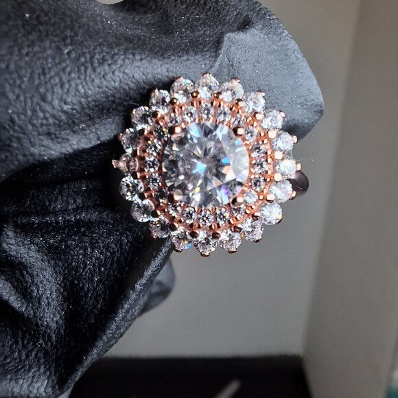 Moissanite Jewelry - 1ctw Rose Gold Tone Over 925 Sterling Silver Moissanite Ring Size 7